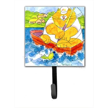 Carolines Treasures Big Orange Cat Fishing Leash Holder Or Key Hook 6107SH4